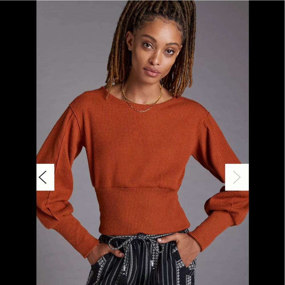 Maeve by Anthropologie Puff-Sleeved Open-Back Top